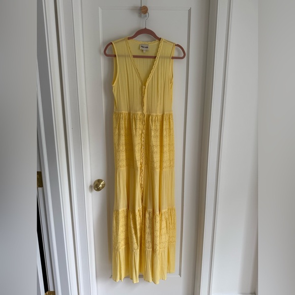 Playa Lucila Sunny Yellow Maxi Dress with Eyelet Detail - Picture 1 of 4